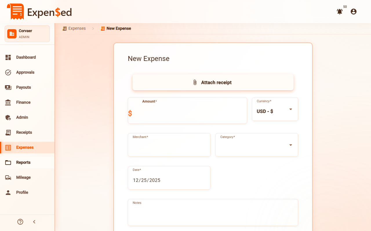 Expense Form Desktop