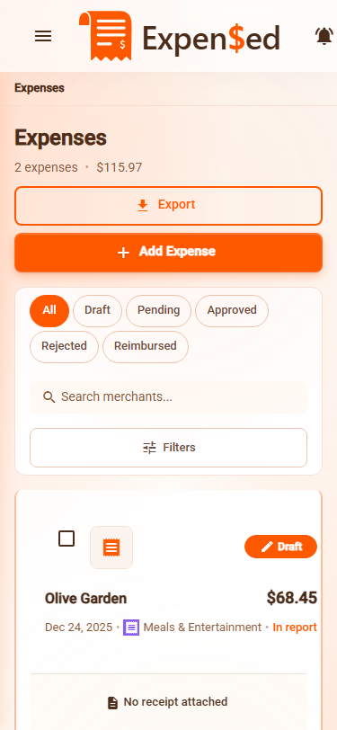 Expense List Mobile
