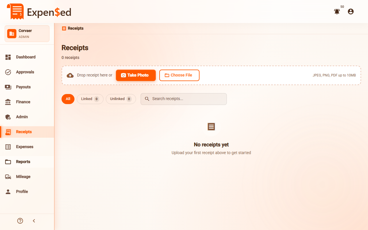 Upload Receipt Desktop